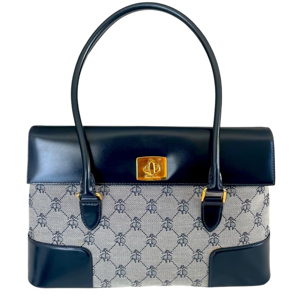 Brooks Brothers Handbags - Vintage Brooks Brothers Shoulder Bag Purse Navy Blue Leather + Dust Bag
